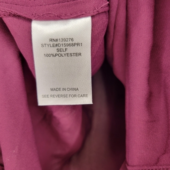 Daniel Rainn Purple Blouse Top with Pleated Gathering at Neckline Sz Lg - Picture 4 of 6